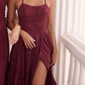 Lulus Let There Be Romance Burgundy Burnout Floral Maxi Dress Red - Size S